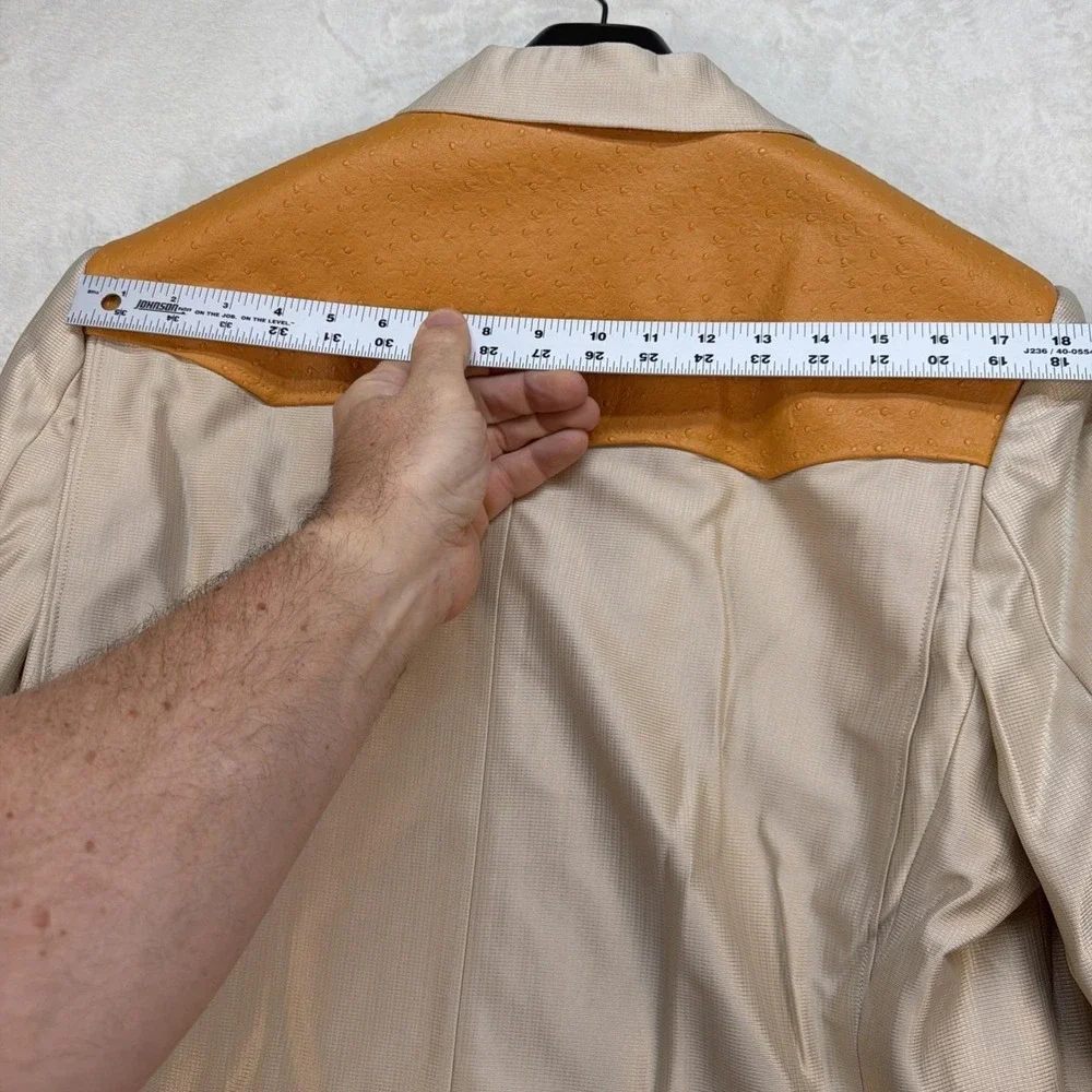 Vintage Western Cowboy Suit Pearl Snap Rodeo Rockabilly Stage Tan 44x36